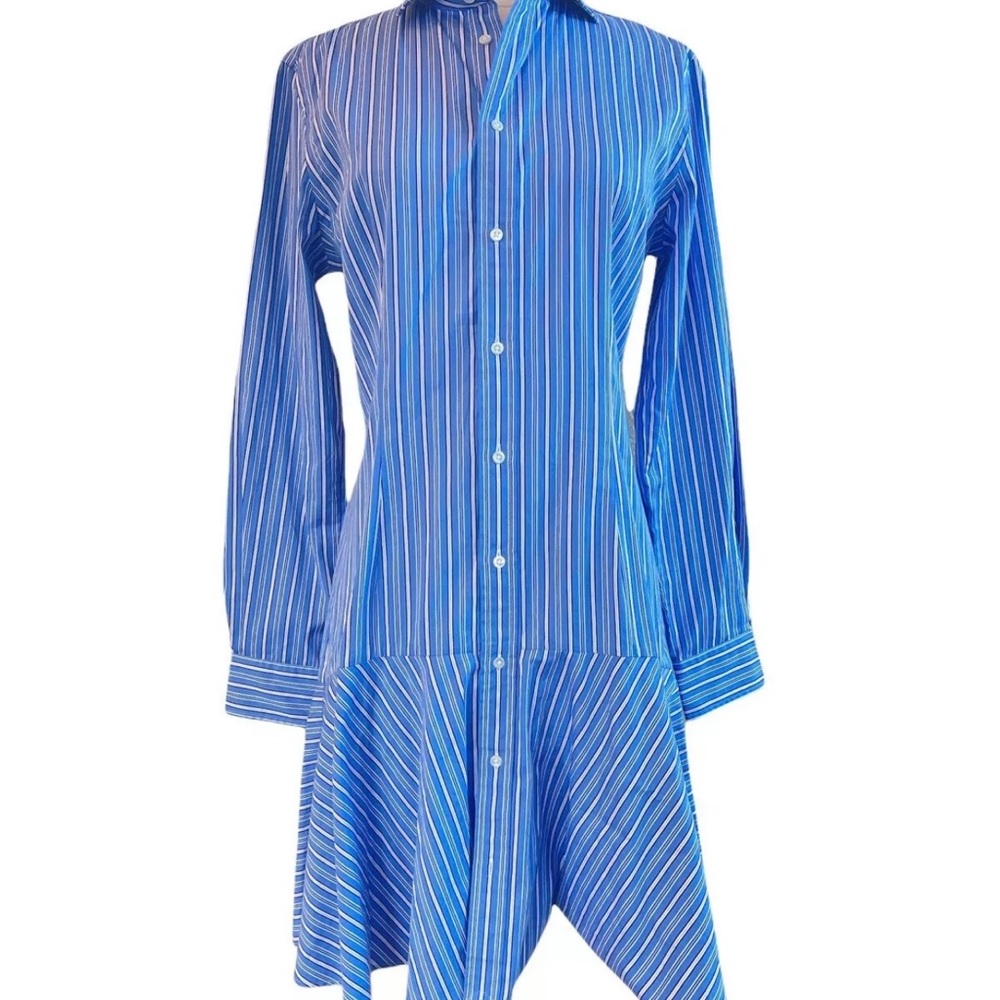 Polo Ralph Lauren Striped Drop Waist Shirt Dress Womens SZ 10 Long Sleeve NWT